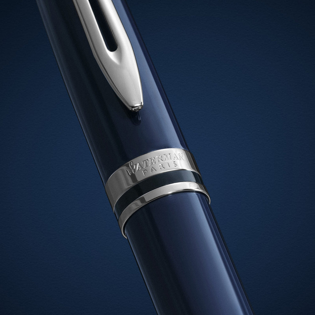 Waterman Expert Blue Lacquer Fountain Pen Medium Nib