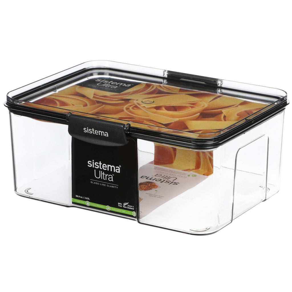 Sistema Ultra Clear Plastic Container Rectangle 2.63L Black