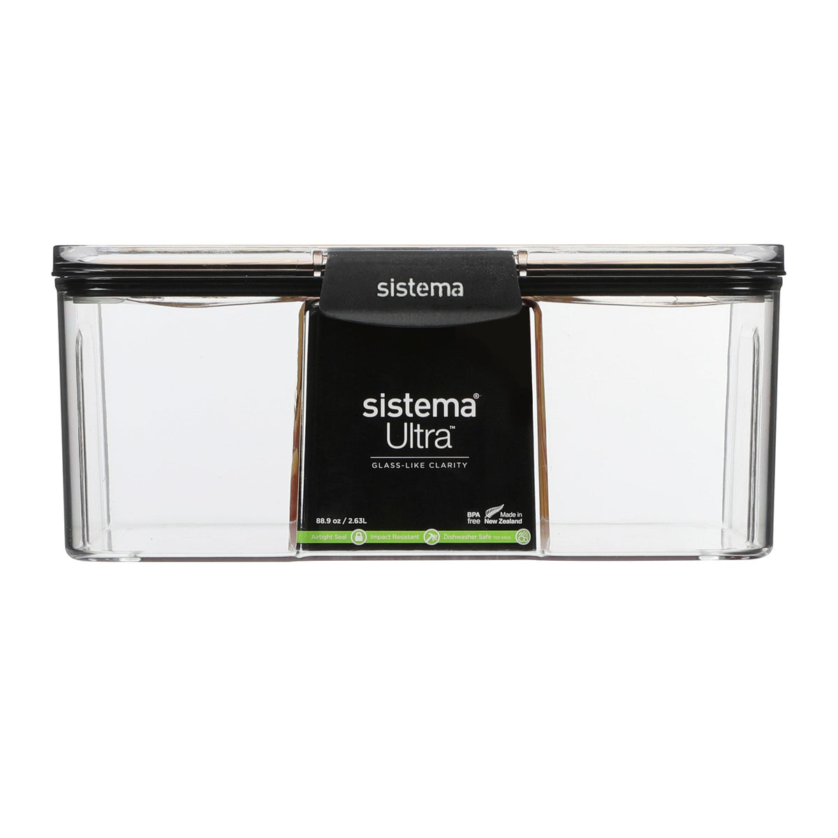 Sistema Ultra Clear Plastic Container Rectangle 2.63L Black