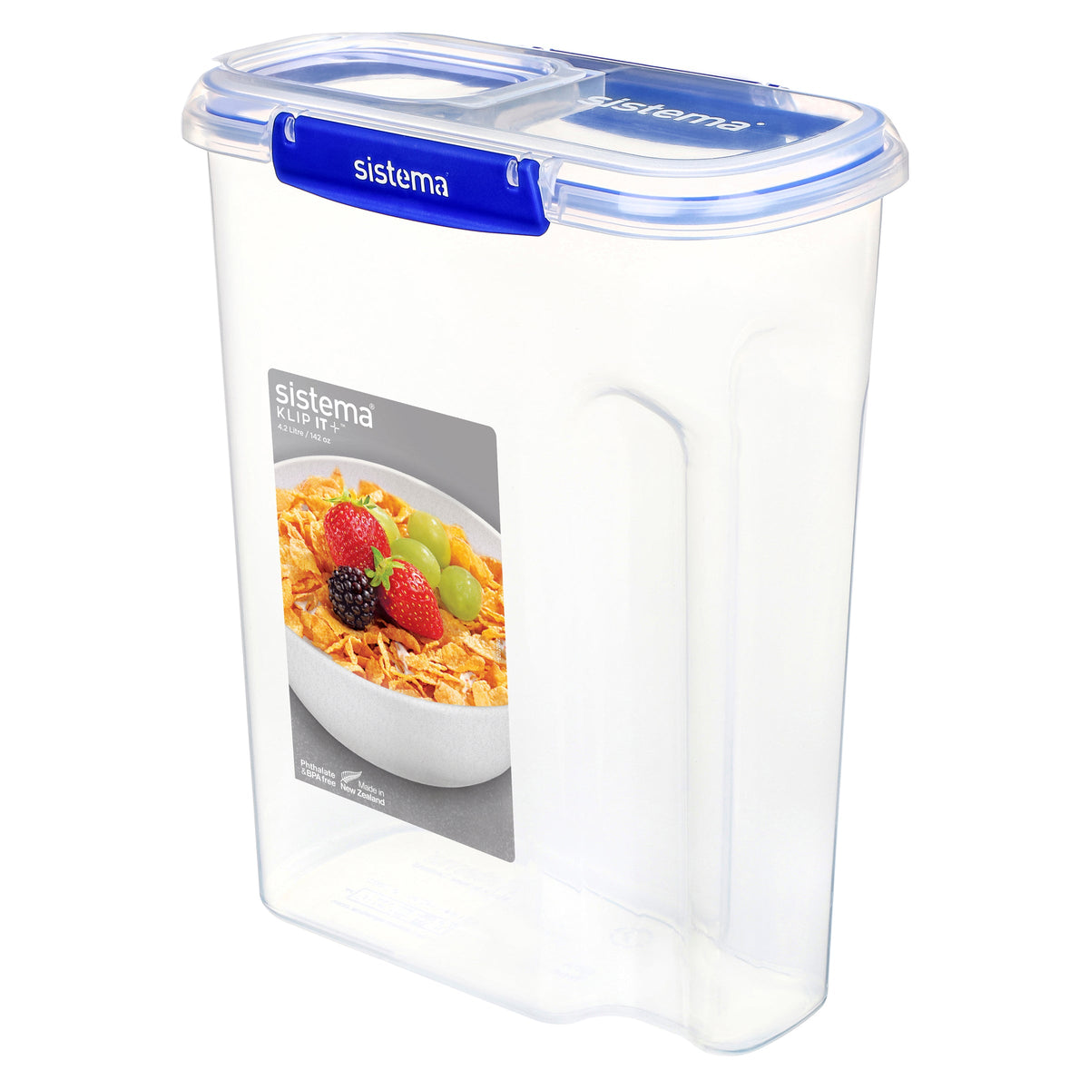 Sistema Klip It Plus Plastic Cereal Container 4.2L Dark Blue