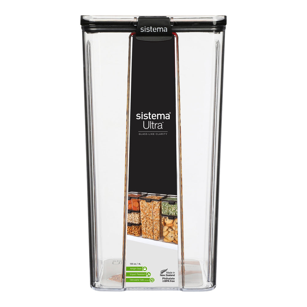 Sistema Ultra Clear Plastic Container Square 4L Black
