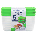 Sistema Nest It Meal Prep Container 870ml Green Pack of 5