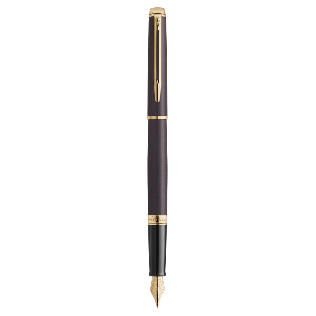 Waterman Hemisphere Metallic Black Gold Trim Fountain Pen Medium Nib