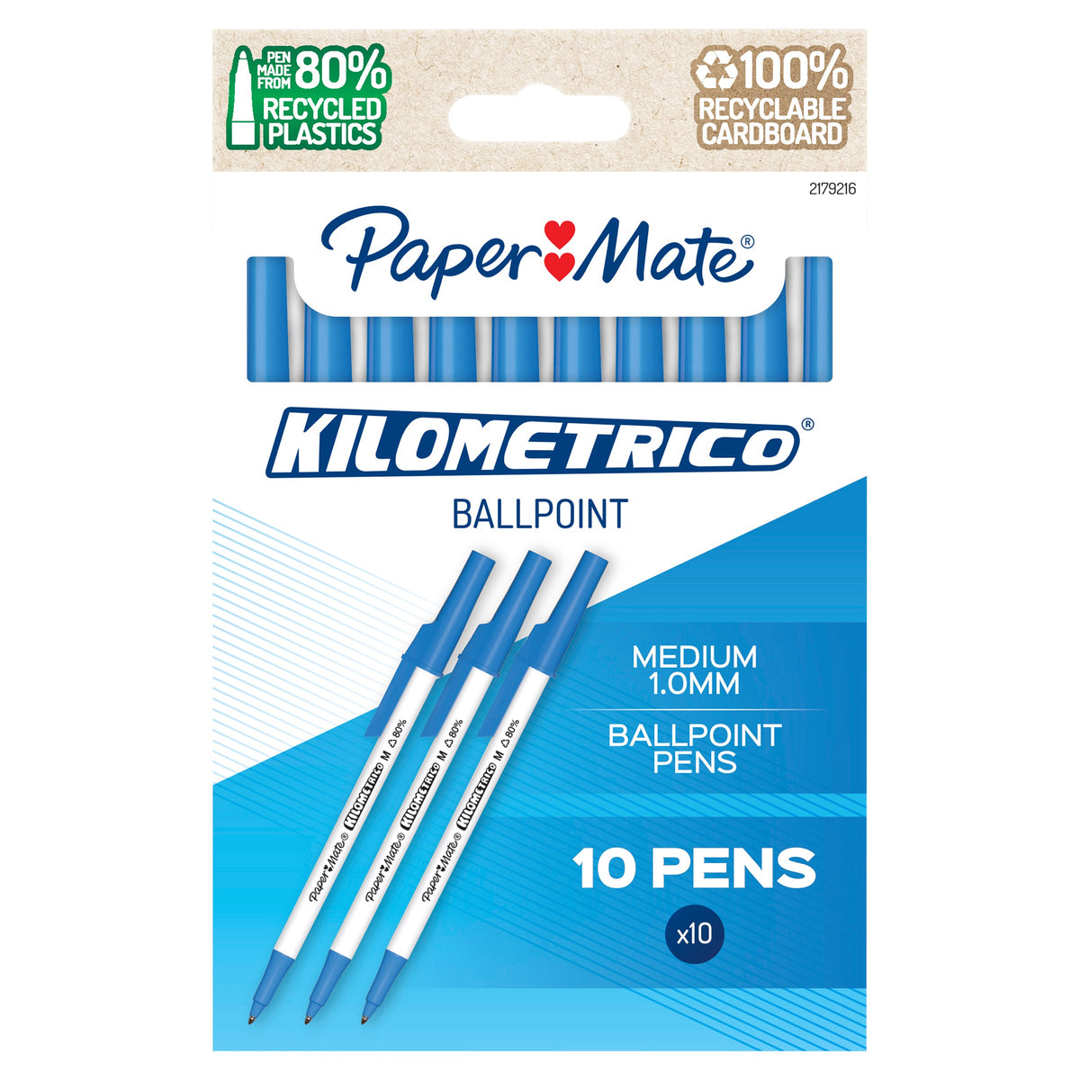 Papermate Kilometrico Ballpoint Pen 1.0mm Blue Pack 10 Box of 12