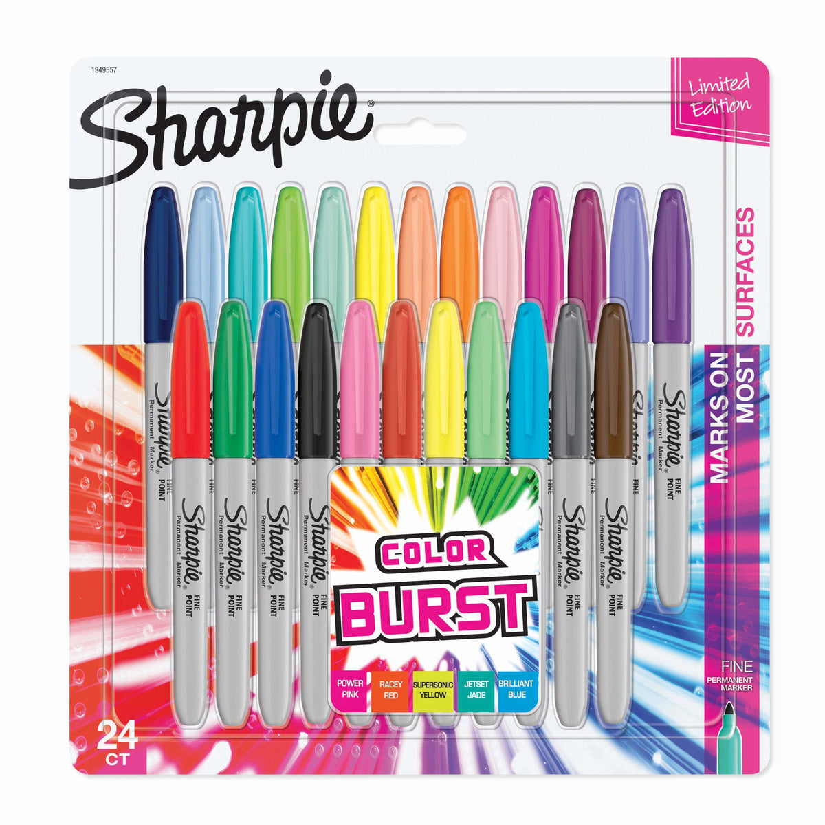 Sharpie Color Burst Permanent Marker Fine Point Assorted Pack of 24