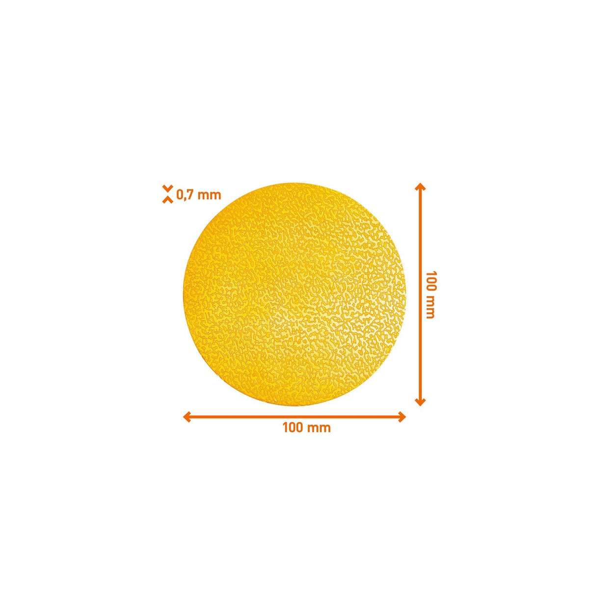 Durable floor marking dot dimension drawing: 100 mm diameter, 0.7 mm thick