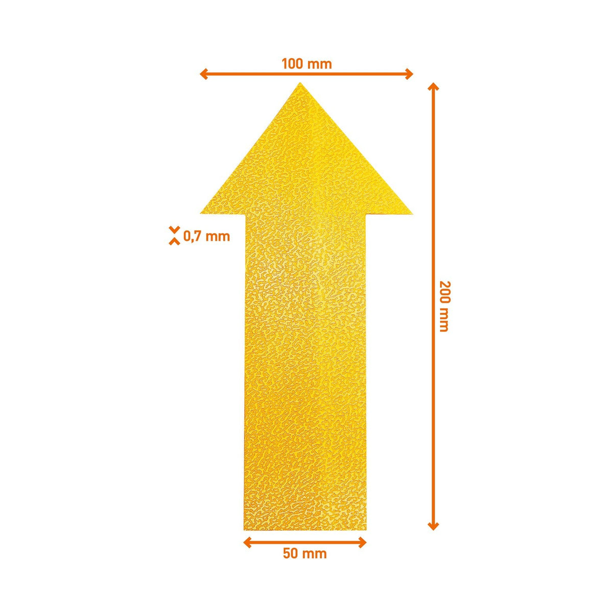 Durable floor marking arrow dimension drawing: 100 x 200 mm, 0.7 mm thick