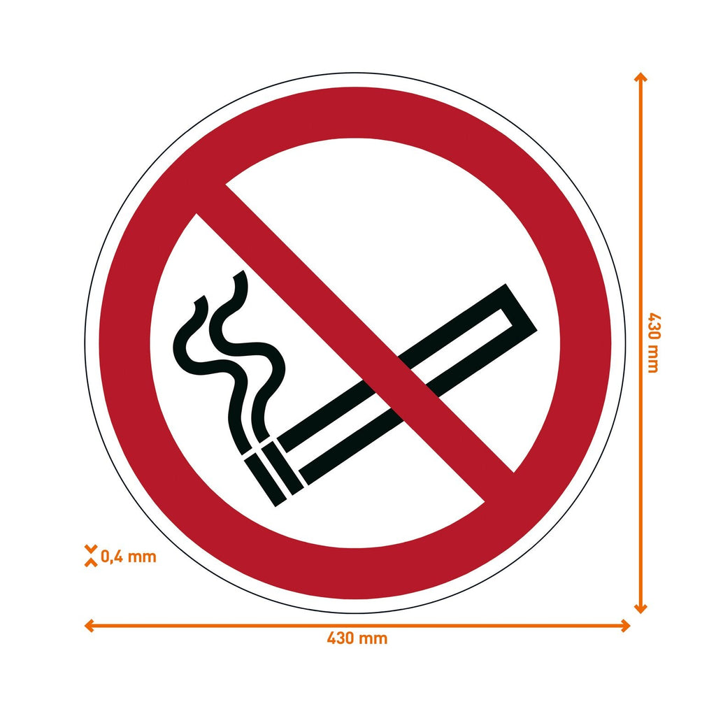 Dimension drawing of the Durable no smoking floor sign, 430 mm round