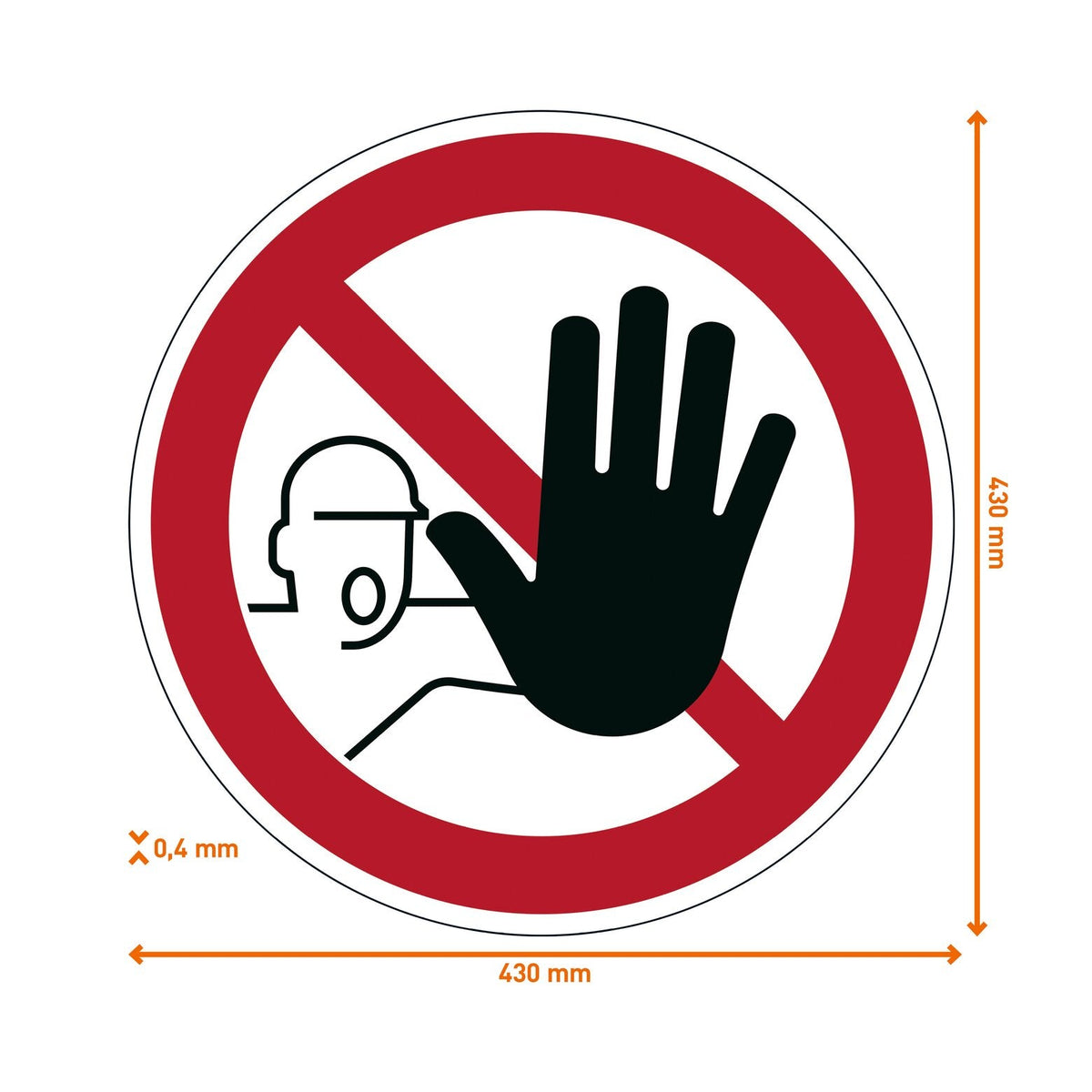 Dimension drawing of the Durable entry prohibited floor sign, 430 mm round