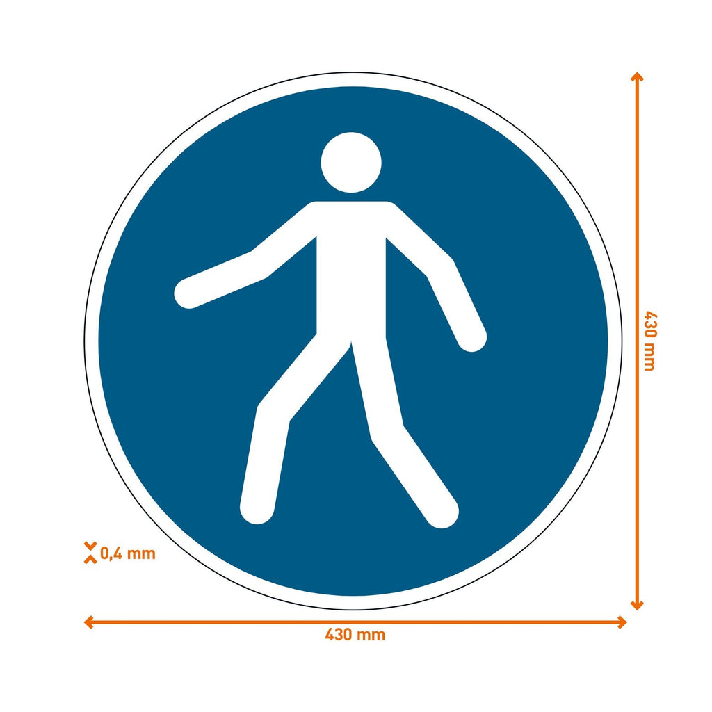Dimension drawing of the Durable use walkway floor sign, 430 mm round