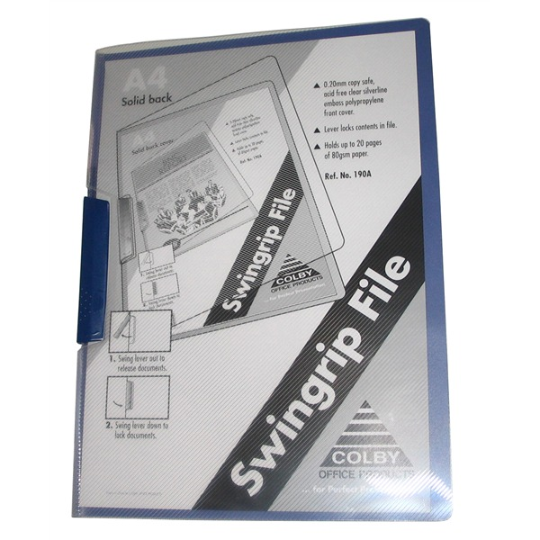 Colby 190A Swinggrip Punchless File A4 30 Sheet Blue/Purple Pack of 5