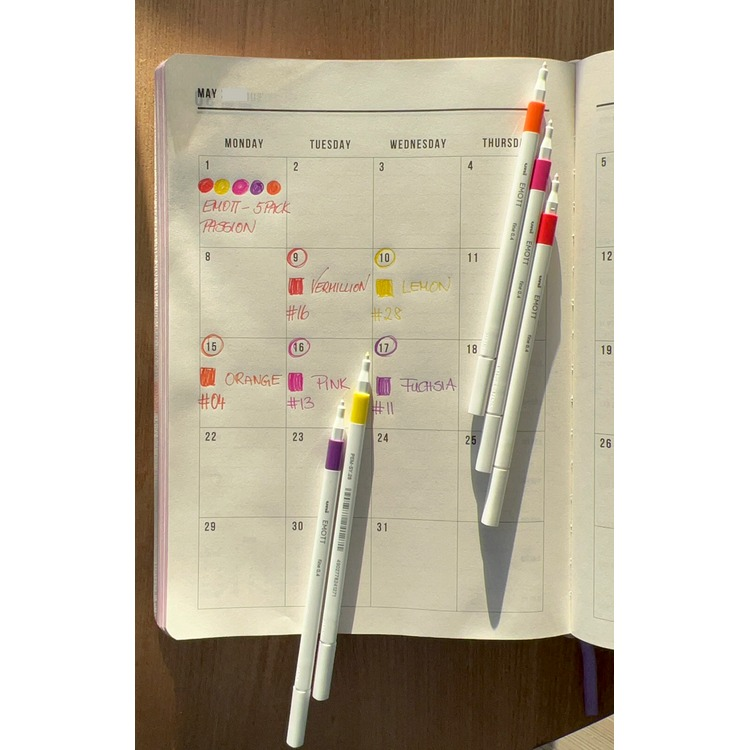Uni Emott Everfine Fineliners 0.4mm No.2 Assorted Pack of 5 Passion