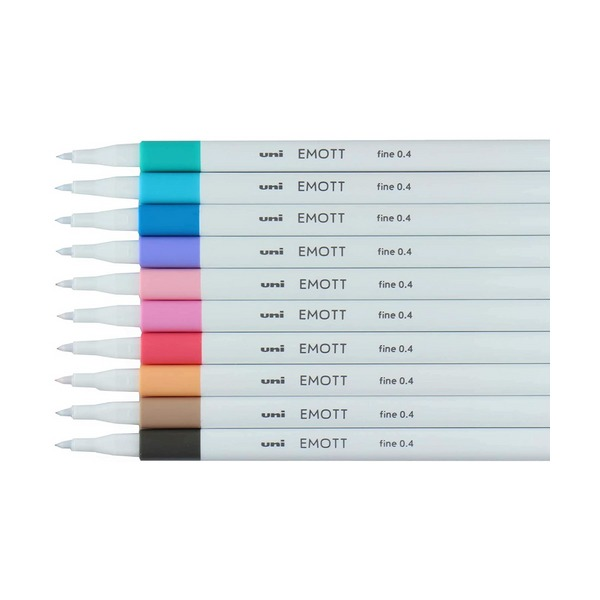 Uni Emott Everfine Fineliners 0.4mm No.2 Assorted Pack of 10