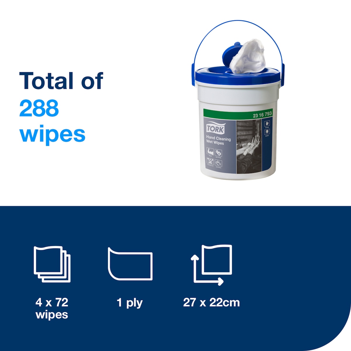 Tork Hand Cleaning Wet Wipes 72 Pack Carton of 4