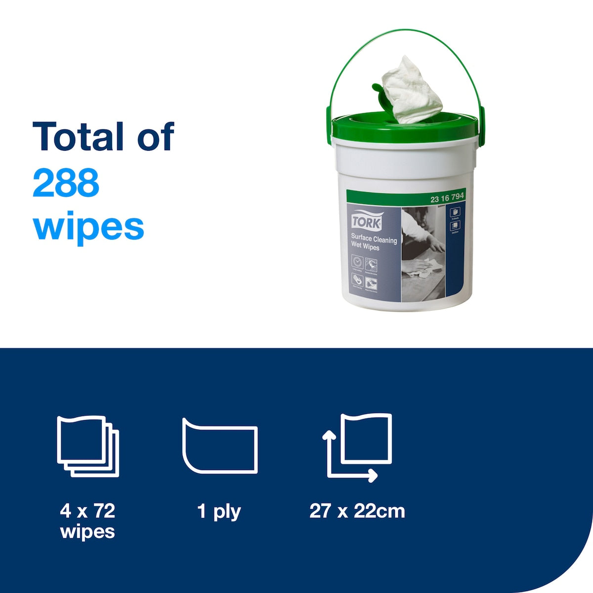 Tork Surface Cleaning Wet Wipes 72 Pack Carton of 4