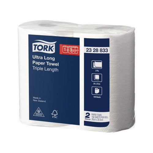 Tork Ultra Long Paper Towel Triple Length 2 Ply White Carton of 8 Rolls