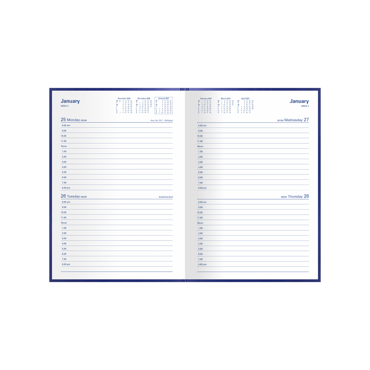Collins Kingsgrove Diary 2027 A5 2 Days to a Page Blue