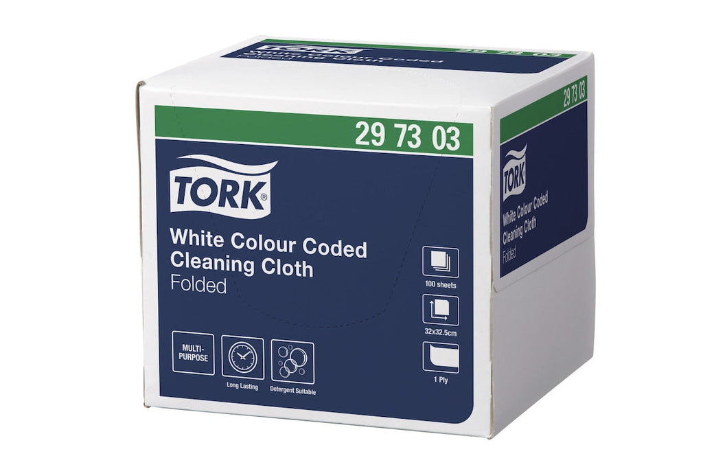 Tork White Colour Coded Cleaning Cloth 100 Pack Carton of 6