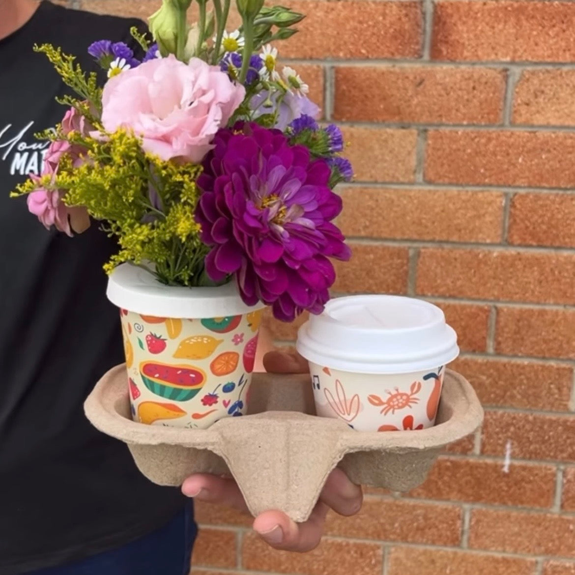 Creative Cafe Co 4-Cup Kraft Paper Pulp Takeaway Cup Tray - Carton 200