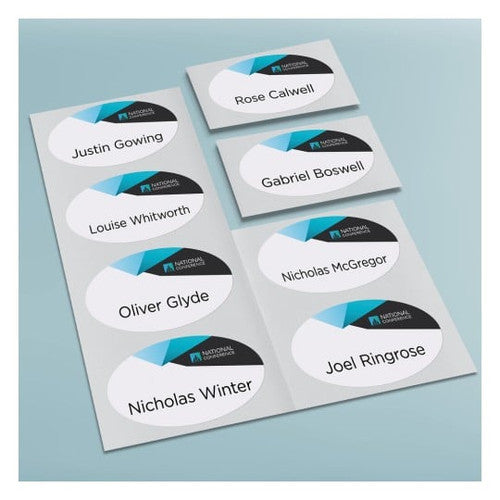 Avery Oval Print and Divide Fabric Name Badge Labels L7433 84 x 50mm 80 Pack