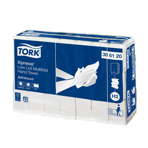 Tork Xpress Low Lint Multifold Hand Towel Slimline Advanced H2 White Carton of 21 x 209 Sheets