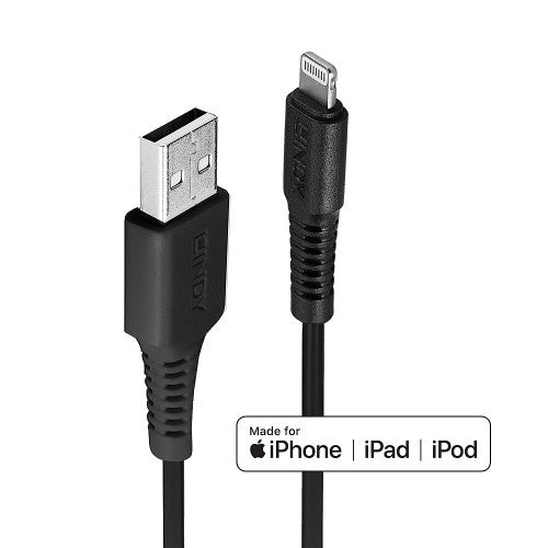 Lindy 3m USB Type A to Lightning Cable Black