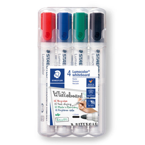 Staedtler Lumocolor Whiteboard Marker Bullet Tip Assorted Wallet 4 351 WP4