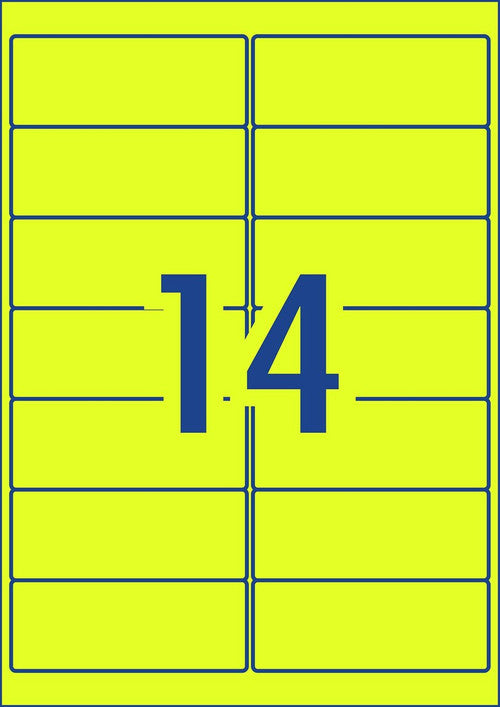 Avery Fluoro Yellow High Visibility Shipping Labels L7163FY 99.1 x 38.1mm 14UP 350 Pack
