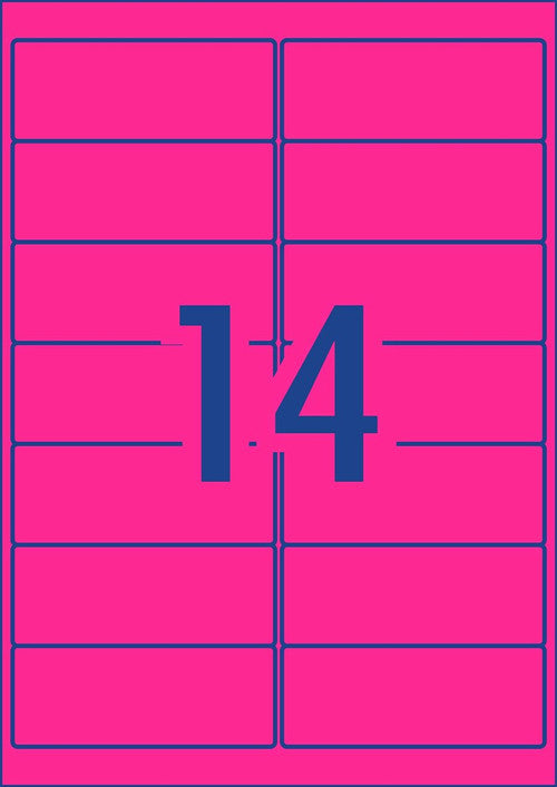 Avery Fluoro Pink High Visibility Shipping Labels L7163FP 99.1 x 38.1mm 14UP 350 Pack