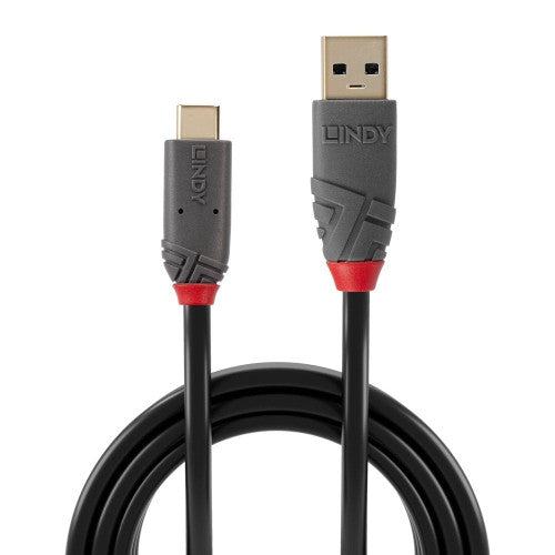 Lindy 1m USB 3.2 Type A to C Cable 10Gbps 5A PD Anthra Line