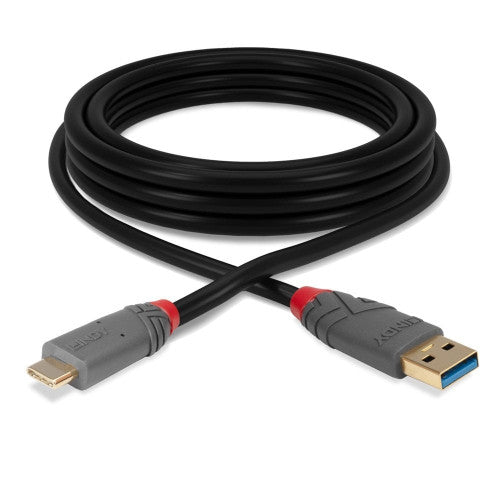 Lindy 1m USB 3.2 Type A to C Cable 10Gbps 5A PD Anthra Line