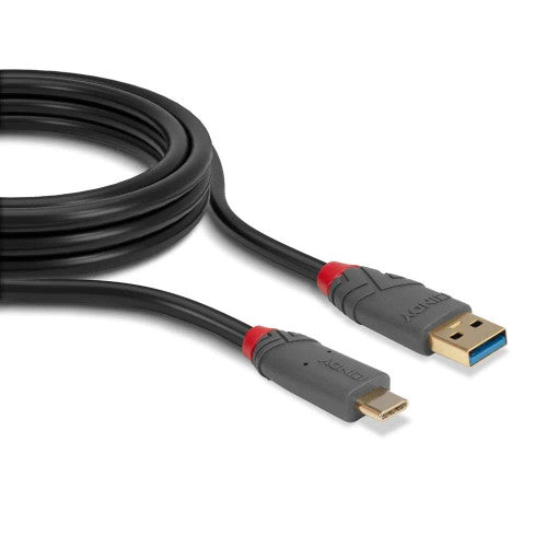 Lindy 1.5m USB 3.2 Type A to C Cable 10Gbps 5A PD Anthra Line