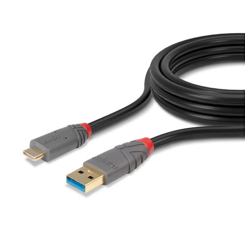 Lindy 1.5m USB 3.2 Type A to C Cable 10Gbps 5A PD Anthra Line