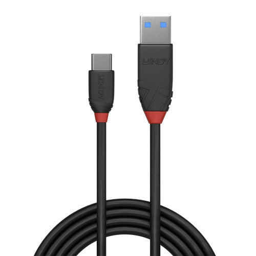 Lindy 0.5m USB 3.2 Type A to C Cable 10Gbps Black Line