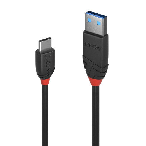 Lindy 0.5m USB 3.2 Type A to C Cable 10Gbps Black Line