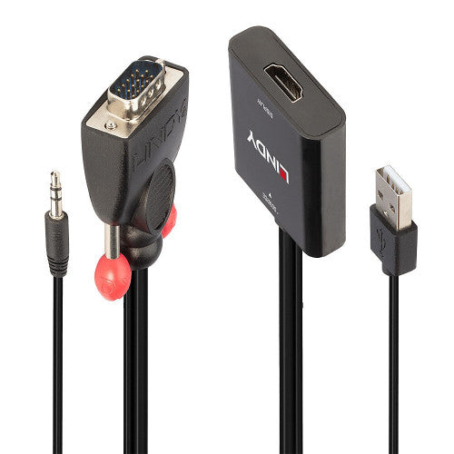 Lindy VGA and Audio to HDMI Converter Black
