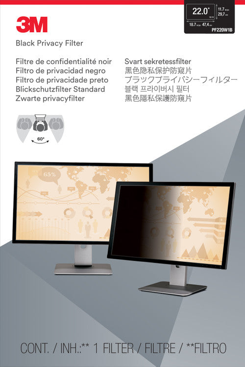 3M Privacy Filter for 22 Inch Widescreen Monitor 16:10 PF220W1B