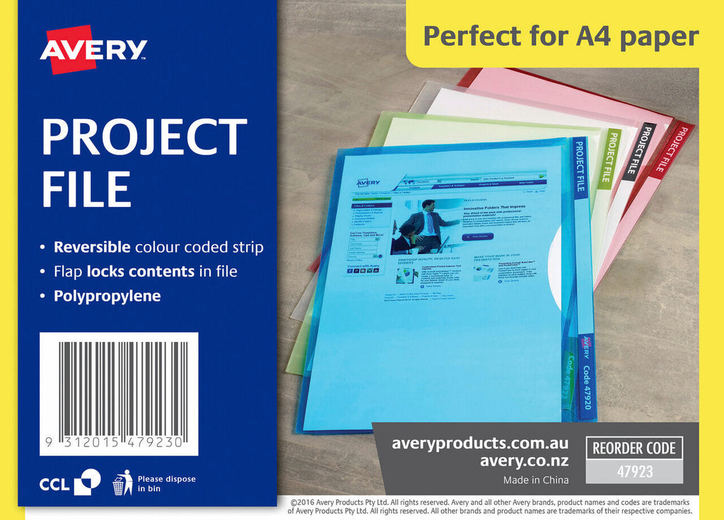 Avery Red Transparent Plastic Project File A4