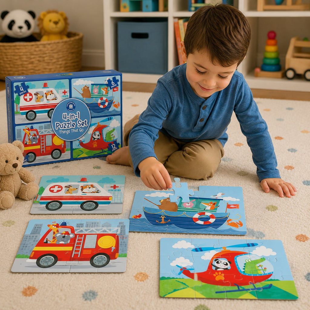 4-in-1 Puzzle Set: Things That Go