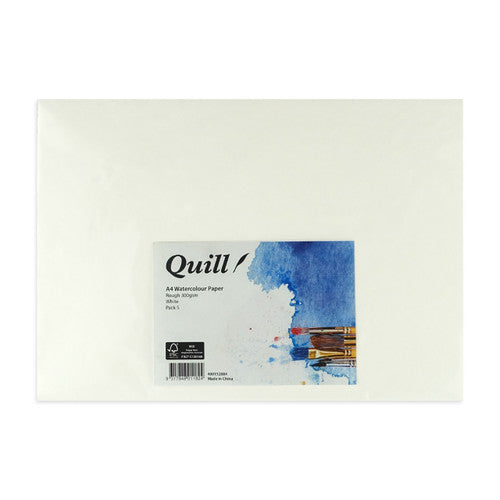 Quill Watercolour Paper Rough 300gsm A4 White Pack of 5