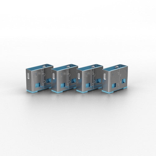 Lindy USB Type A Port Blocker 4 Pack + Key Blue