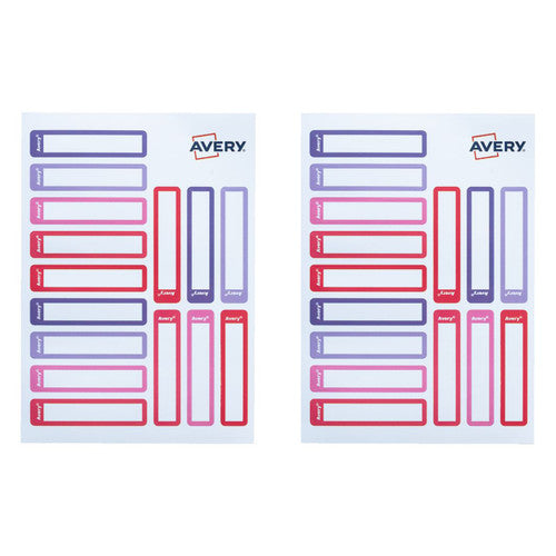 Avery Kids Pencil Labels Pink and Purple 52 x 12mm Pack 30