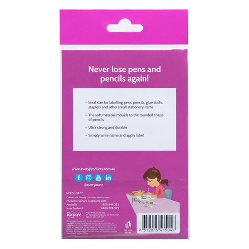Avery Kids Pencil Labels Blue and Green 52 x 12mm Pack 30