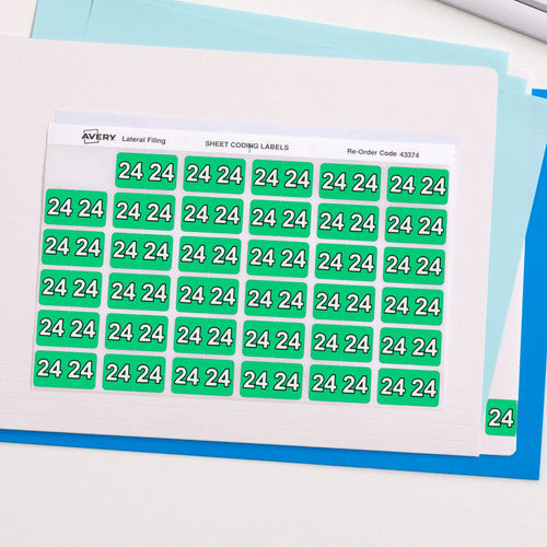 Avery 24 Side Tab Year 2024 Code Label 25 x 38mm Green 500 Roll