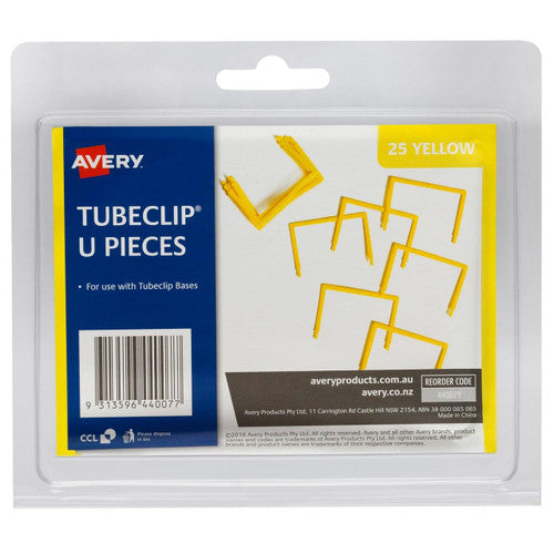 Avery Yellow Tubeclip U Piece Only 25 Pack