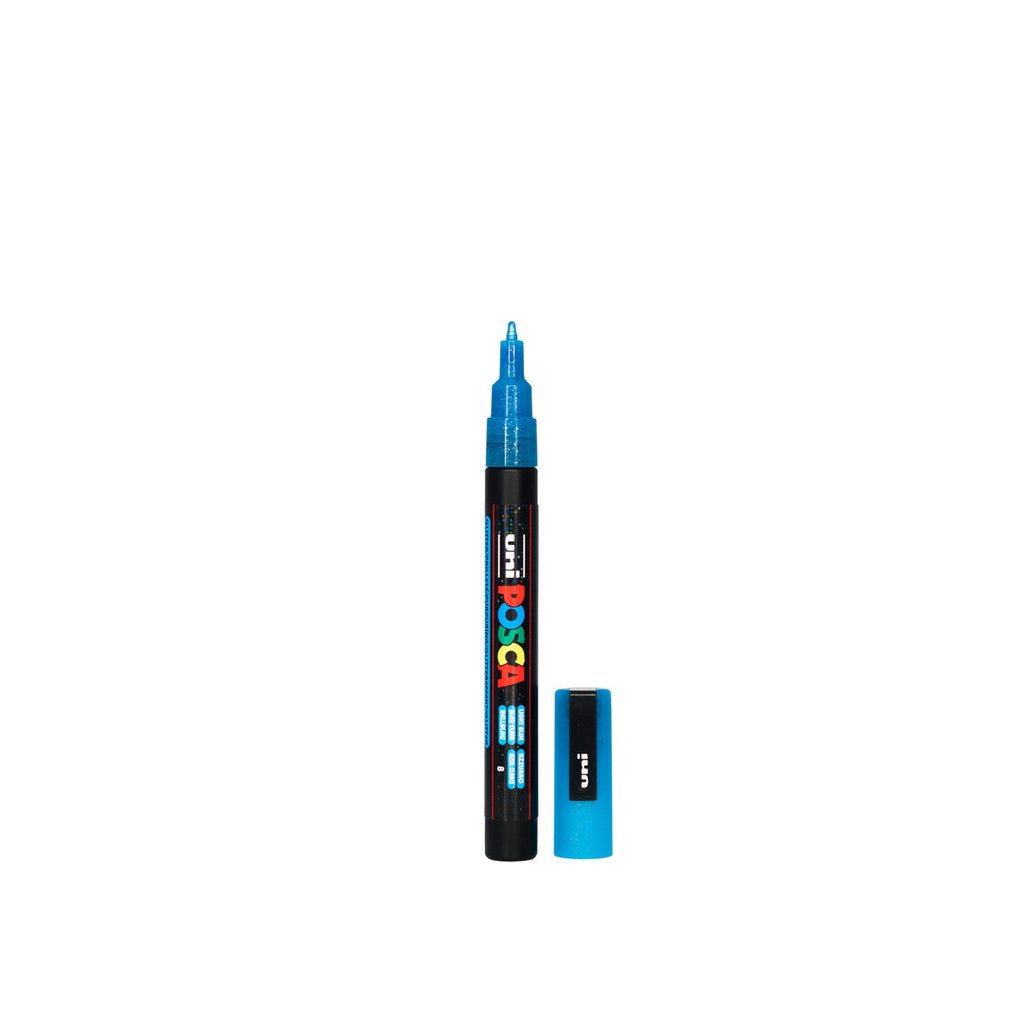 POSCA PC-3M Paint Marker Fine Bullet Tip Glitter Light Blue