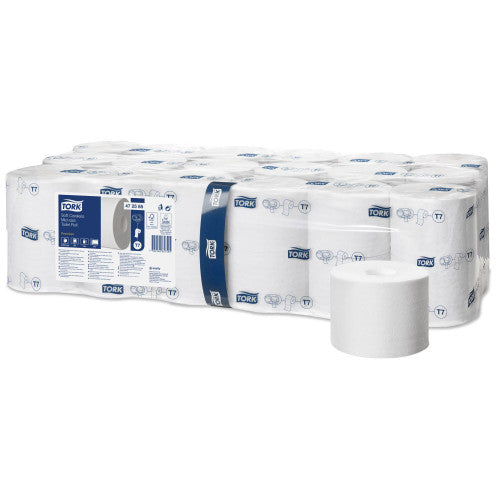 Tork Soft Coreless Mid Size Toilet Roll 2 Ply Premium T7 White 36 Rolls