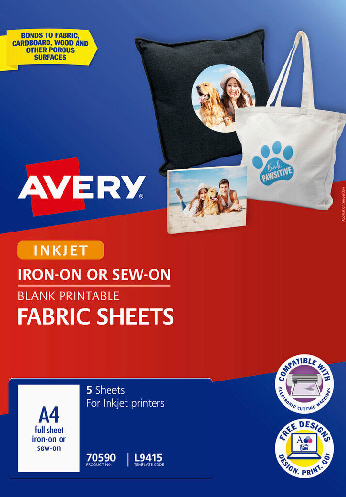 Avery Printable Fabric Sheets L9415 210x294mm 5 Pack
