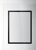 Durable Duraframe Sun A3 black frame applied to a glass pane, shown empty