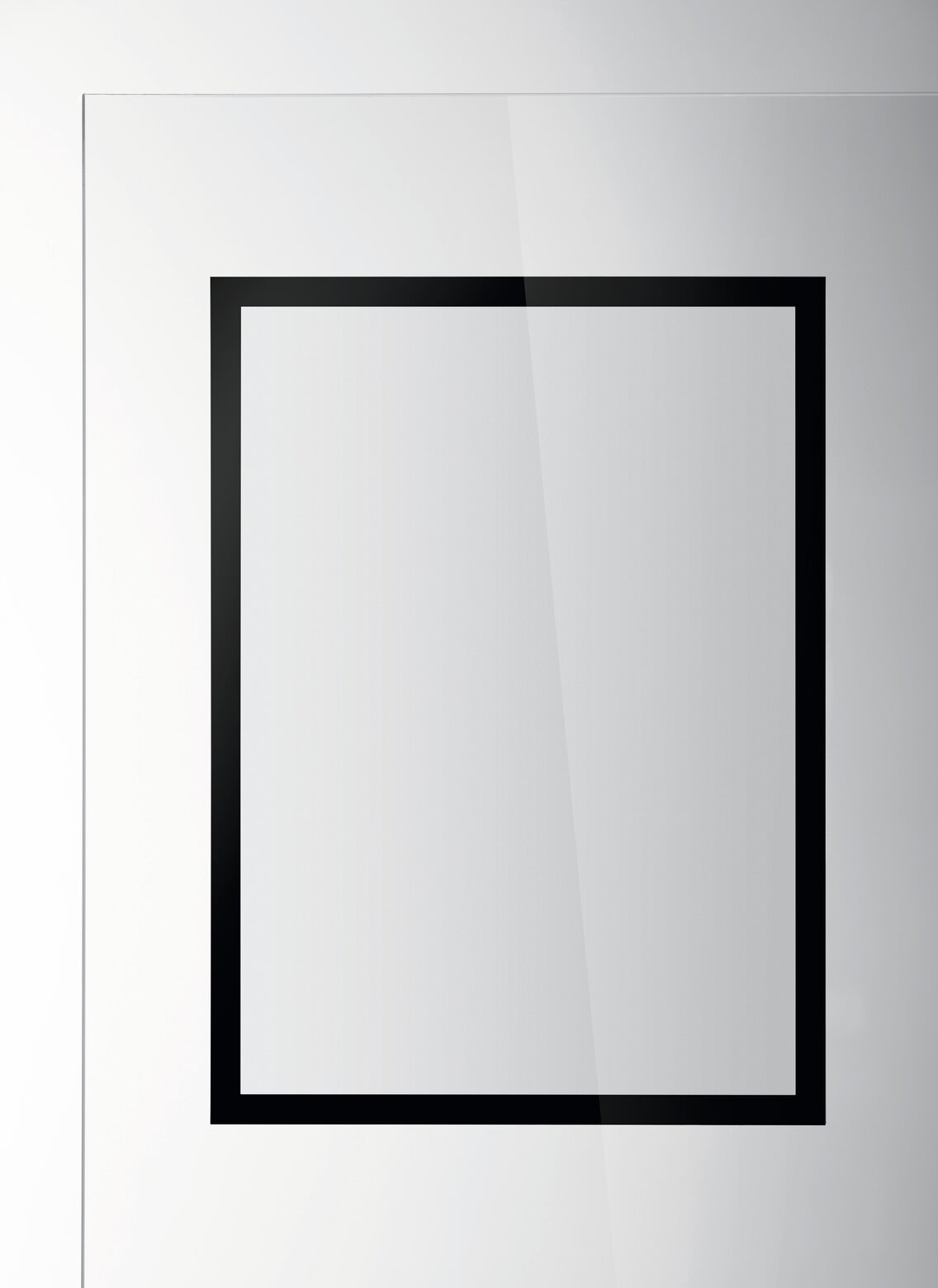 Durable Duraframe Sun A3 black frame applied to a glass pane, shown empty